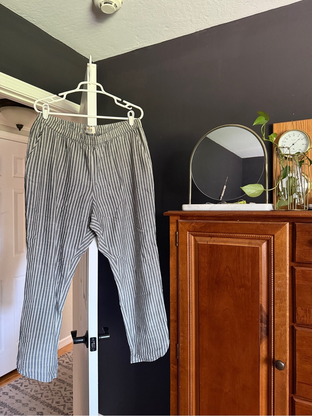 Marine Layer Gray & White Vertical-Stripe Joggers